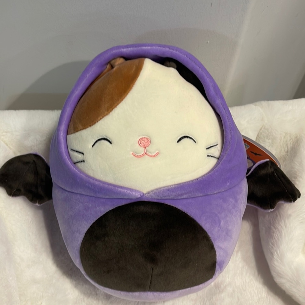Squishmallows Cam the cat in Bat costumes 8”